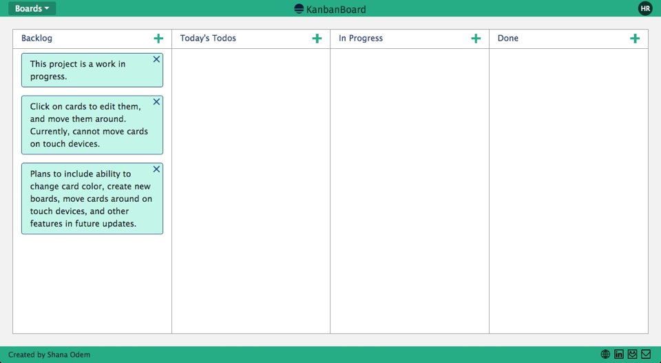 Desktop view of my KanbanBoard project.