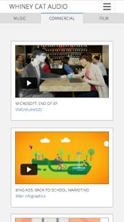Mobile view of Whiney Cat Audio's website